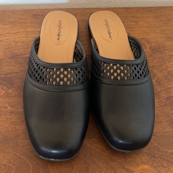 Comfort View Black Slides Size 8 Wide - Picture 2 of 11
